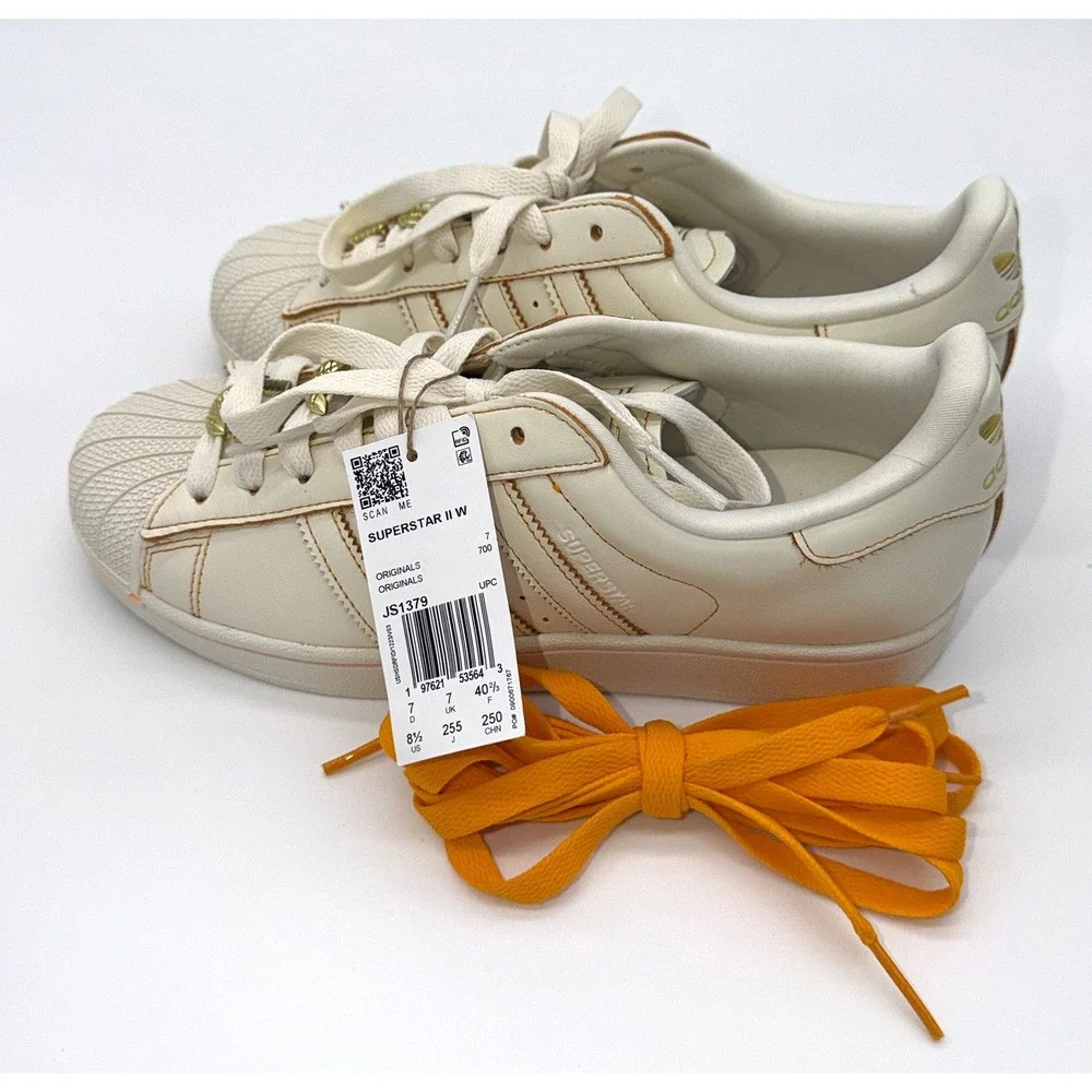 Adidas Women's Superstar II W Shoes JS1379 Size 8.5 Off White Gold Metallic NWT